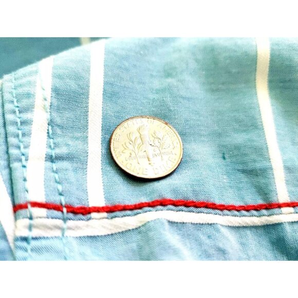 Fredd Marshall Shirt Mens Long Sleeve Button Down Blue & White Striped Shirt XL - Picture 14 of 16